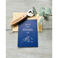 Flaschenöffner Patenonkel Fragen Karte Bier Öffner von HollyandPaul