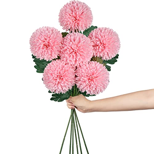 10 cm groß Kunstblume Hortensie mit 63cm Langer Stiel, 6 PCS rosa Künstliche Hortensie Blumen, Kunststoffblume Hortensie für Heimdeko, Büro, Garten Party Deco, Hochzeits Deco, Blumenarrangement von Hollyone