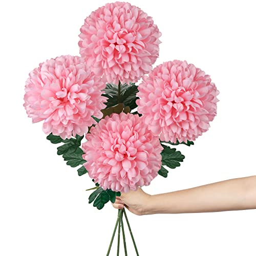 16 cm groß Kunstblume Hortensie mit 65cm Langer Stiel, 4 PCS rosa Künstliche Hortensie Blumen, Kunststoffblume Hortensie für Heimdeko, Garten Party Deco, Hochzeits Deco, Büro, Blumenarrangement von Hollyone