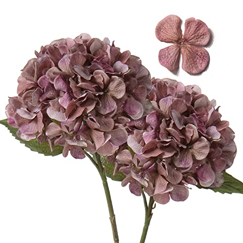 2 STK Hortensien Kunstblumen Rosa Violett, Ø 19cm Künstliche Blumen Wie Echt für Brauthochzeitssträuße, Haus, Büro, Hotel, Partydekoration, Mittelstücke, Blumenarrangements von Hollyone