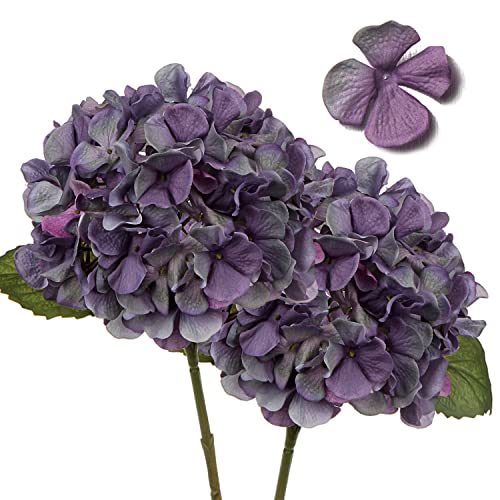 2 STK Künstliche Hortensien Blau Violett, Ø 19cm Kunstblumen Hortensien wie echt für Brauthochzeitssträuße, Haus, Büro, Hotel, Partydekoration, Mittelstücke, Blumenarrangements von Hollyone