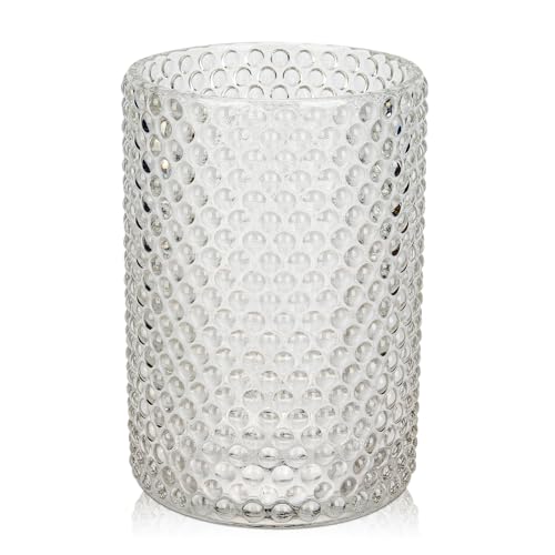 Glas Vasen Blumen modernes, Tischvasen Glas 14 cm hoch, durchsichtig Deko Flaschen Glas, Deko Vasen Groß Blumenvase, Zylinder Glasvase Rund für Tischdeko Büro Küche Arrangements Hochzeit Geschenk von Hollyone