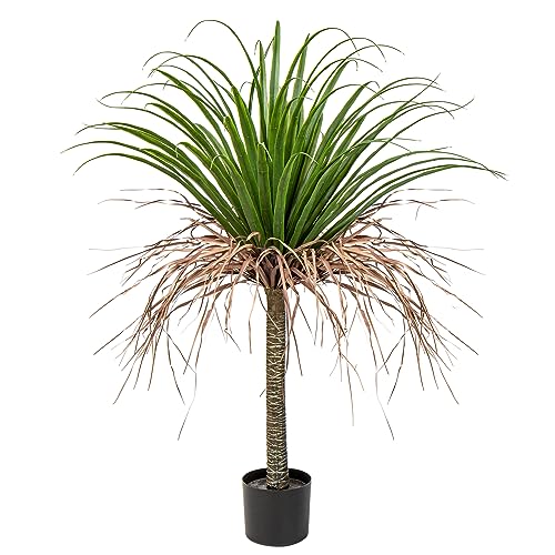 Große Pflanzen im Topf Künstliche Pflanzen Dracaena 110 cm, Deko Pflanze Zimmerpflanze mit Töpfen, Yucca Kunstpflanzen Wie Echt mit Langlebige Stämme & naturgetreue Blätter für Wohnzimmer Büro Garten von Hollyone