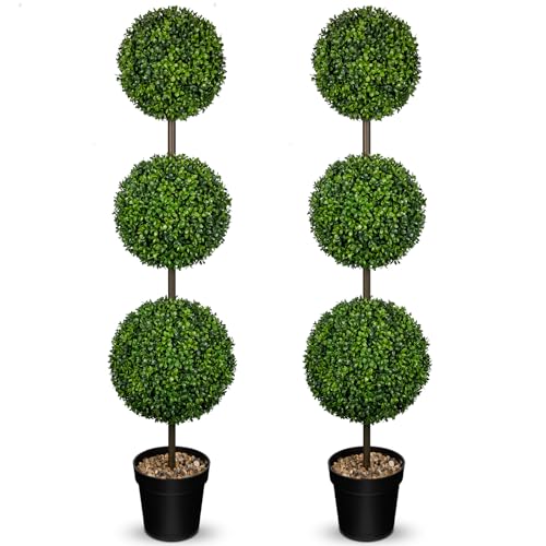 Hollyone 2er Set Künstliche Buchsbaumkugeln, 125cm Hohe Künstliche Formschnittbäume, Kunstbaum mit Topf, Kunstpflanze Topiary für Draußen und Drinnen Eingangsbereich Terrasse Veranda Deko Hollyone 2er Set Künstliche Buchsbaumkugeln, 125cm Hohe Künstliche Formschnittbäume, Kunstbaum mit Topf, Kunstpflanze Topiary für Draußen und Drinnen Eingangsbereich Terrasse Veranda Deko von Hollyone