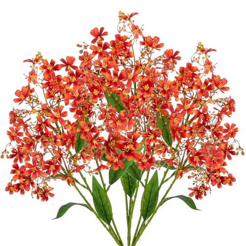 Hollyone 3PCS künstliche Blumen wie echte dekorative Blume Orange Daphne Blossom 72CM Lange Stiele biegsame gefälschte Blumen Zweige für Blumenarrangement Sträuße Heimdekoration von Hollyone