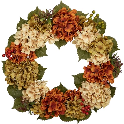 Hollyone 61 cm Künstliche Hortensienkranz Herbst Dekoration Kranz, Falsche Blumen Türkranz, Faux Beige Grün Orange Hortensien Kranz Deko für Haustür, Mantel, Wand, Bauernhof Dekor Hollyone 61 cm Künstliche Hortensienkranz Herbst Dekoration Kranz, Falsche Blumen Türkranz, Faux Beige Grün Orange Hortensien Kranz Deko für Haustür, Mantel, Wand, Bauernhof Dekor von Hollyone