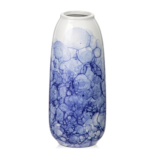 Keramik Blaue und weiße Vase, Keramikvase Chinoiserie Vase für Dekor, Blaue und weiße Porzellanvase Blumenvase für Tafelaufsätze, Wohnzimmer, Esstisch, Haus, Büro Dekor Keramik Blaue und weiße Vase, Keramikvase Chinoiserie Vase für Dekor, Blaue und weiße Porzellanvase Blumenvase für Tafelaufsätze, Wohnzimmer, Esstisch, Haus, Büro Dekor von Hollyone