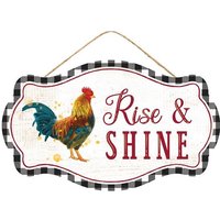 Rise & Shine Schild Mit Hahn, Küchenschild, Türaufhänger, Kranzbefestigung, Kranzmitte, Bauernhof Deko von Hollyswreathsdecor