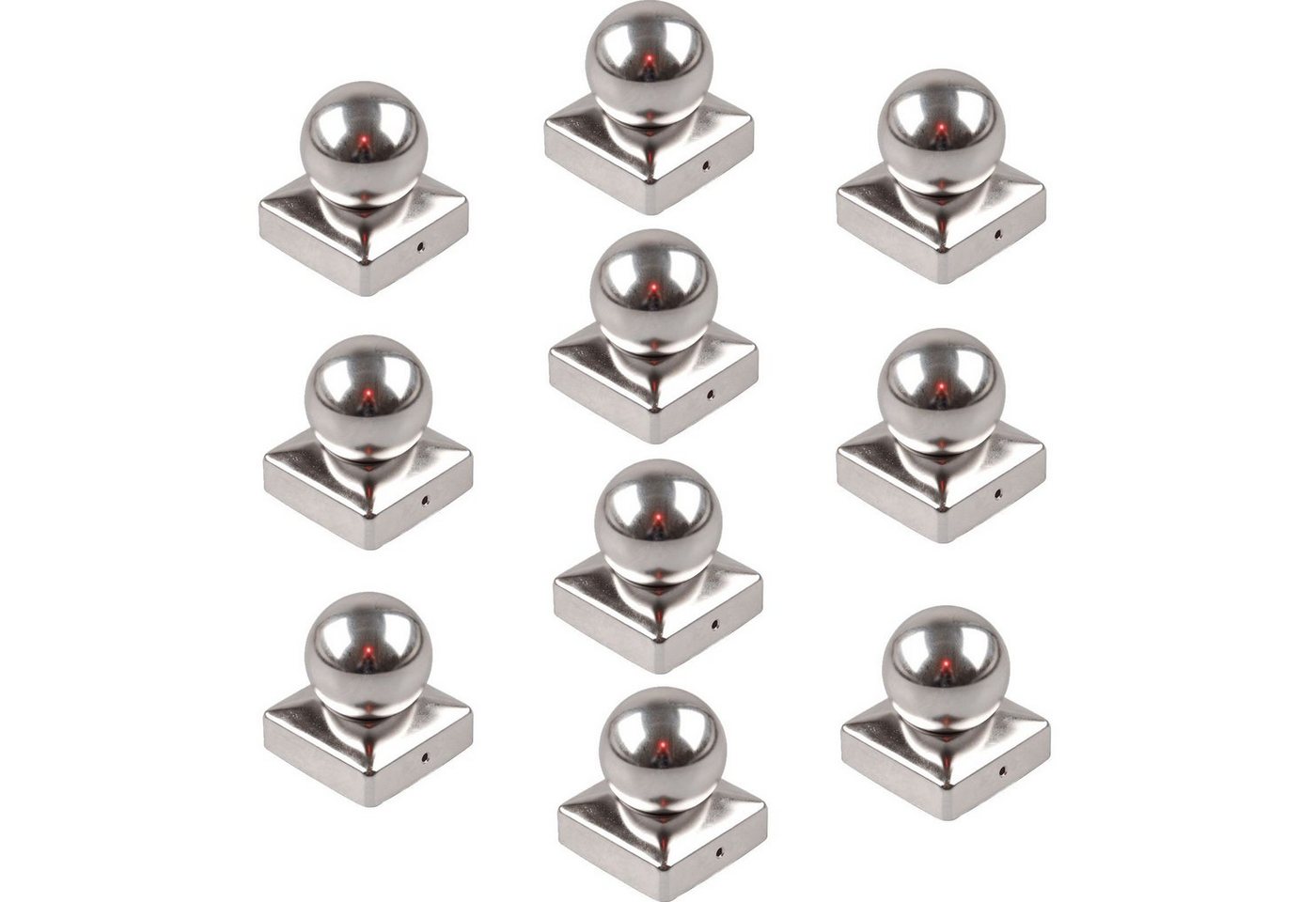 Holmwerk Pfostenkappe 10x Edelstahl 71 mm Kugel Abdeckkappe für Pfosten 7 x 7 cm Zaunpfahl (10 St), Rostfrei,Schutz vor Nässe,Langlebig von Holmwerk