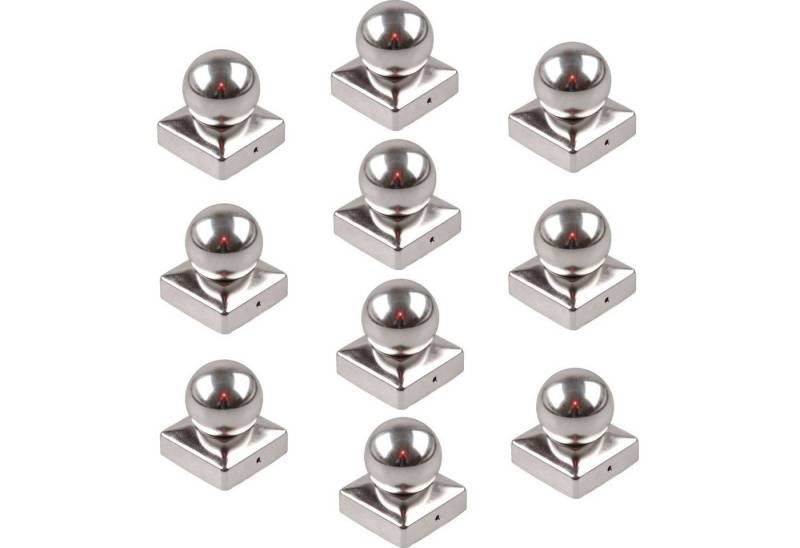 Holmwerk Pfostenkappe 10x Edelstahl 71 mm Kugel Abdeckkappe für Pfosten 7 x 7 cm Zaunpfahl (10 St), Rostfrei,Schutz vor Nässe,Langlebig von Holmwerk