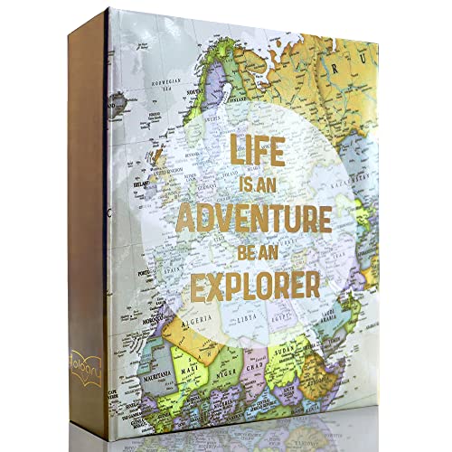 Holoary Fotoalben, 10,2 x 15,2 cm, 100 Fotos, kleine Größe, 1 Bild pro Seite, 100 Taschen, 10,2 x 15,2 cm, bedruckter Bucheinband, alte Karte, Abenteuer, Reisen, Urlaub von Holoary