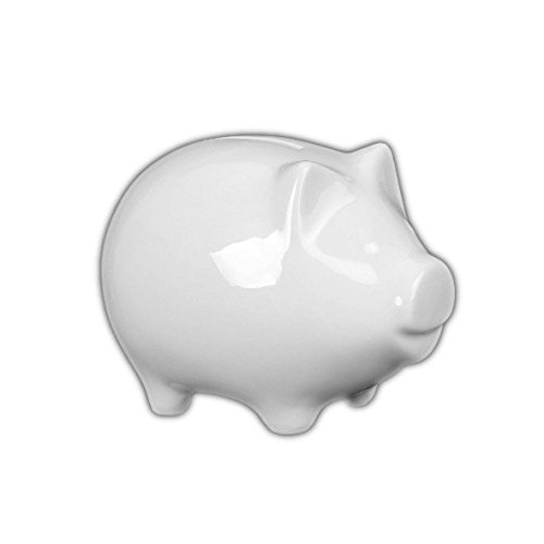 Holst Porzellan ACS 005 Geld-, Tip-, Trinkgeld Sparschwein 13 x 9,5 cm, weiß, 13.5 x 9.5 x 9 cm von Holst Porzellan