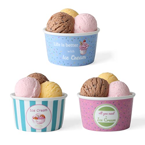 Holst Porzellan ES 302 3er Set Porzellan Eisbecher (ohne Löffel) Gelateria dekoriert von Holst Porzellan