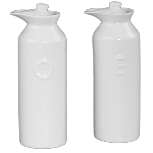 Holst Porzellan FL Set 2 Porzellanflaschenset Öl und Essig 2-teilig, weiß, 6 x 6 x 14 cm von Holst Porzellan