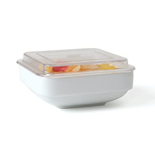 Holst Porzellan GVQ 030 FA2 Beilagen - und Systemschale mit Deckel MKN, weiß/transparent, 11.5 x 11.5 x 5.5 cm von Holst Porzellan