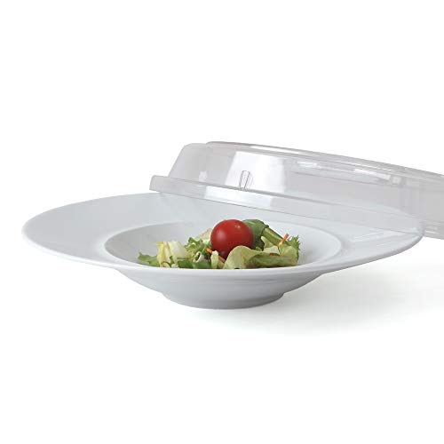 Holst Porzellan ST 025 FA3 Salat- und Pastateller Set mit Schutzcloche/Deckel glasklar von Holst Porzellan