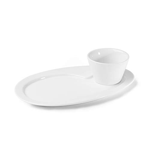 Holst Porzellan TB 009 SET 2 MP Porzellan Servierteller/Frühstücksteller mit Schale 0,20 l, Weiß von Holst Porzellan