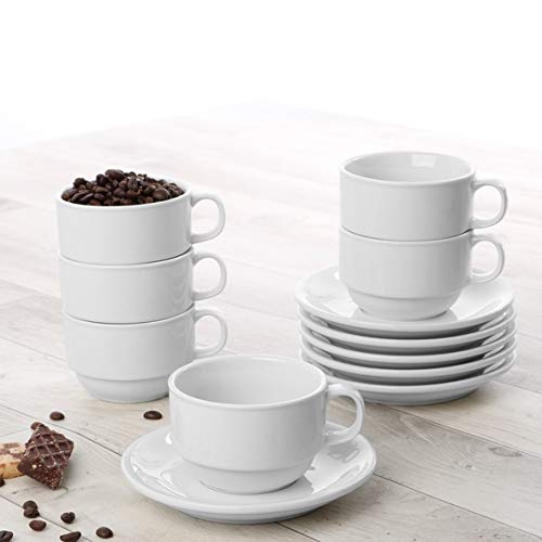 Holst Porzellan TH 018 FA3 Tee/Kaffee-Set Smart 0,18 l mit UTA 114, weiß, 14 x 14 x 6.5 cm, 6 Einheiten von Holst Porzellan