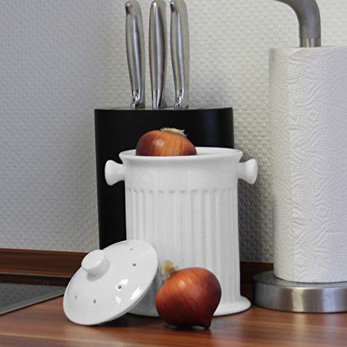 Holst Porzellan VD 123 Zwiebeltopf & Gemüsebehälter mit Lochdeckel, weiß, 17 x 17 x 21.5 cm von Holst Porzellan