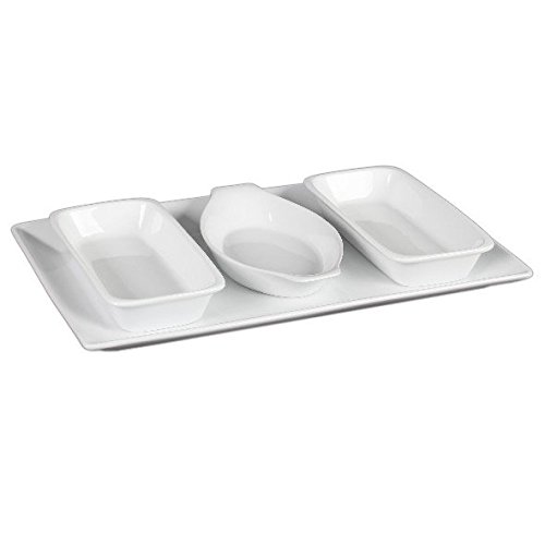 Holst Porzellan YH 1160 FA6 Porzellan Servierset Bern 4-teilig, weiß, 39 x 25 x 4.5 cm von Holst Porzellan