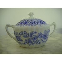 Vintage Schaller China Blau Zuckerdose von Holunderhof