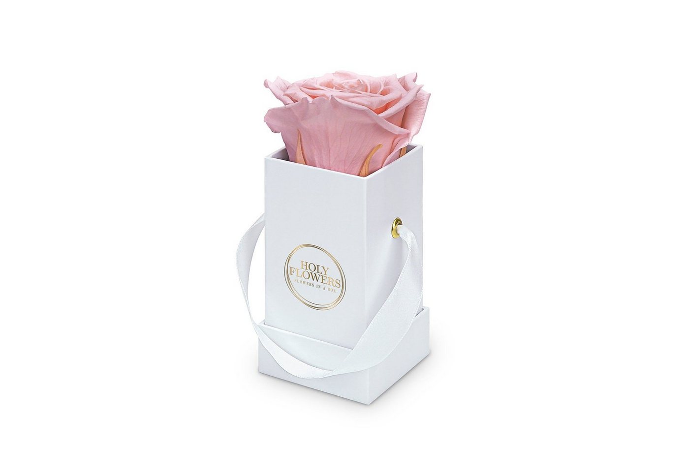 Kunstblume Eckige Rosenbox in weiß mit 1er Infinity Rose I 1- 3 Jahre haltbar Infinity Rose, Holy Flowers, Höhe 9 cm von Holy Flowers