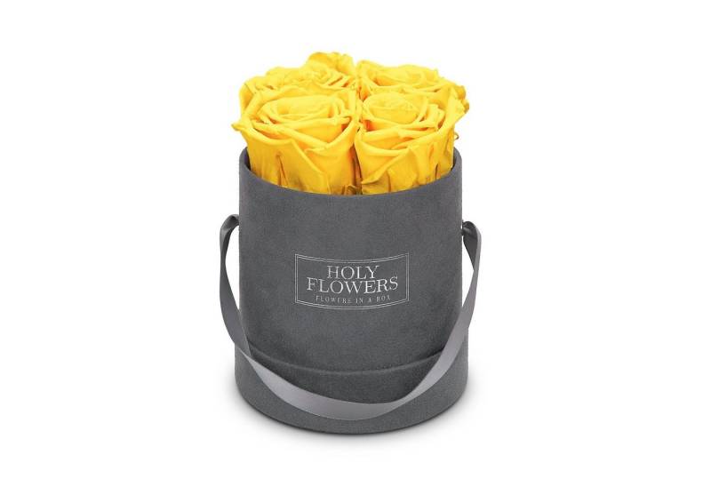 Kunstblume Rosenbox Samt mit 4-5 Infinity Rosen I ca. 3 Jahre haltbar I Infinity Rosen, Holy Flowers, Höhe 11 cm von Holy Flowers