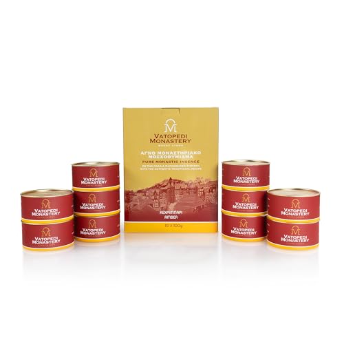 Reine Kloster-Weihrauch vom Berg Athos mit authentischem traditionellem Rezept, 10 x 100 g (Bernstein) von Holy Great Monastery of Vatopedi Mount Athos