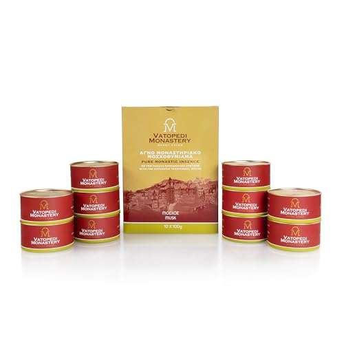 Reine Kloster-Weihrauch vom Berg Athos mit authentischem traditionellem Rezept, 10 x 100 g (Moschus) von Holy Great Monastery of Vatopedi Mount Athos