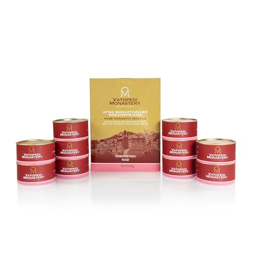 Reine Kloster-Weihrauch vom Berg Athos mit authentischem traditionellem Rezept, 10 x 100 g (Rose) von Holy Great Monastery of Vatopedi Mount Athos