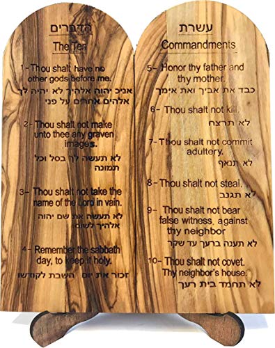 Holy Land Market Ten (10) Gebote Tabletten oder Decalog Given to Moses on Mount Horeb – Bethlehem Olivenholz (15,2 cm hoch) von Holy Land Market
