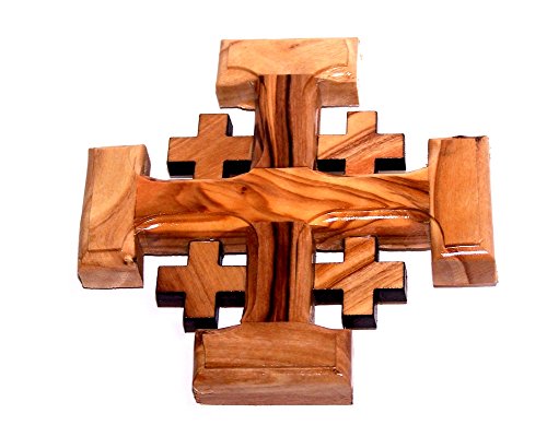 Olive Wood Jerusalem Cross (10.5x10.5 Cm or 4.1x4.1") by Holylandmarket von Holy Land Market