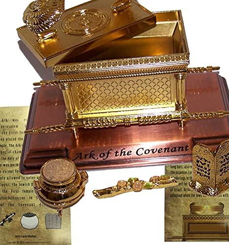 The Ark of The Covenant Vergoldet mit Arche Inhalt Replik (Aaron Rod, Tablets und Manna) – Medium von Holy Land Market