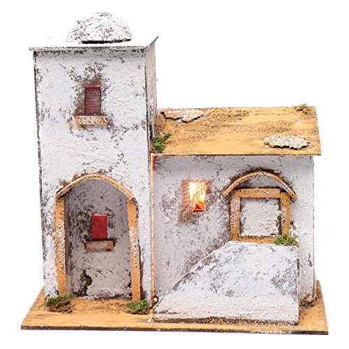 Arabisches Haus mit Licht und Kuppel 35x30x20cm neapolitanische Krippe von Holyart