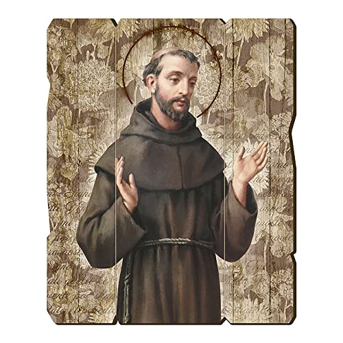 Bild aus Holz Retro Franz von Assisi, 35x30 cm von Holyart