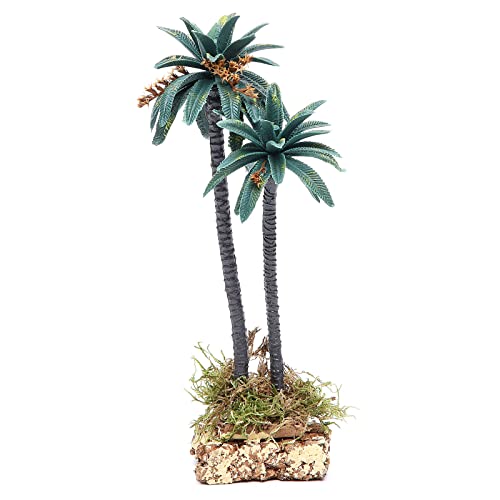 Doppel-Palme mit Blüten 21 cm hoch aus PVC von Holyart
