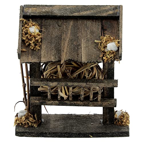 Futterkrippe aus Holz mit Stroh f?r Weihnachtskrippe von 14-16 cm, 10 x 5 x 10 cm von Holyart