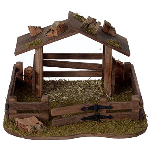 Gehege mit Unterstand aus Holz 15x20x20 cm für 10-12 cm Krippe von Holyart