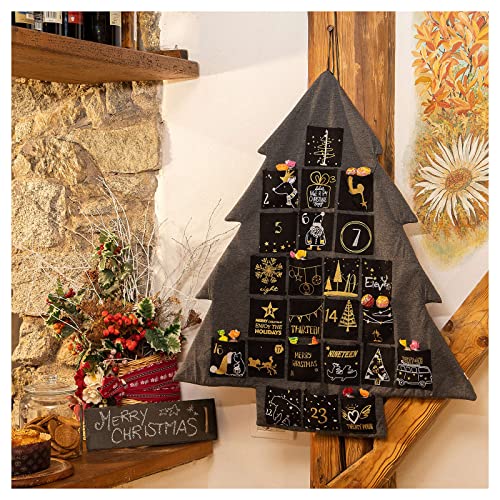 Holyart Adventskalender als Baum aus Stoff grau, 80 cm von Holyart