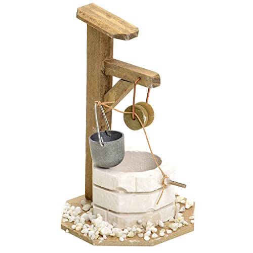 Holyart Brunnen aus Gips für Krippe, mit Flaschenzug von Holyart