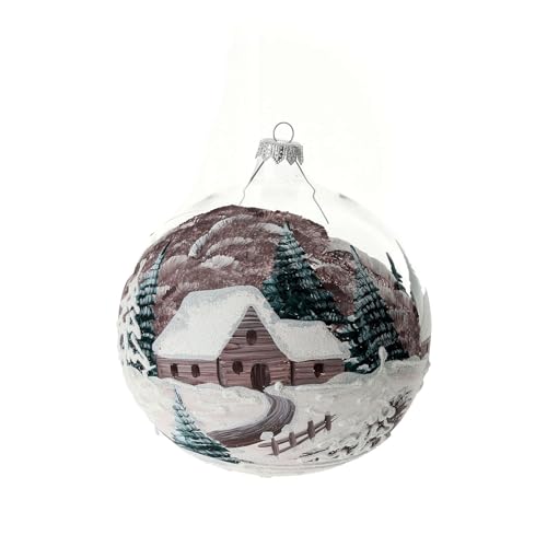 Holyart Christbaumkugel aus Glas mit Winterlandschaft im Inneren, 150 mm von Holyart