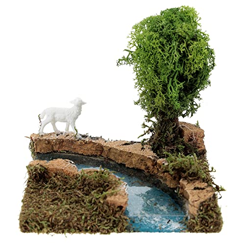 Holyart Flußbiegung mit Baum und Schaf: Krippenszene von Holyart