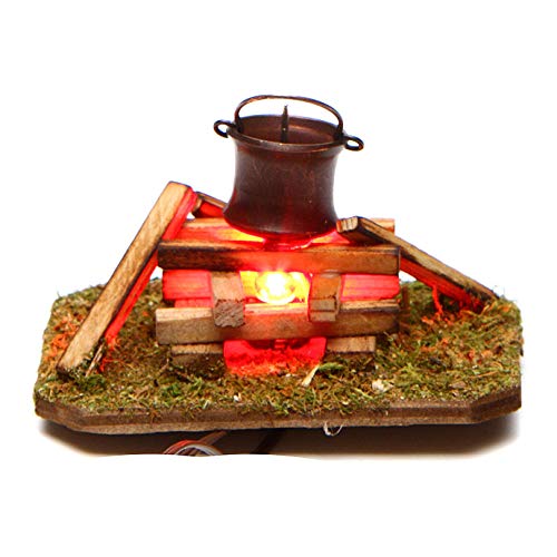 Holyart Lagerfeuer mit Raucheffekt und Topf 4x7x5cm 4,5V von Holyart