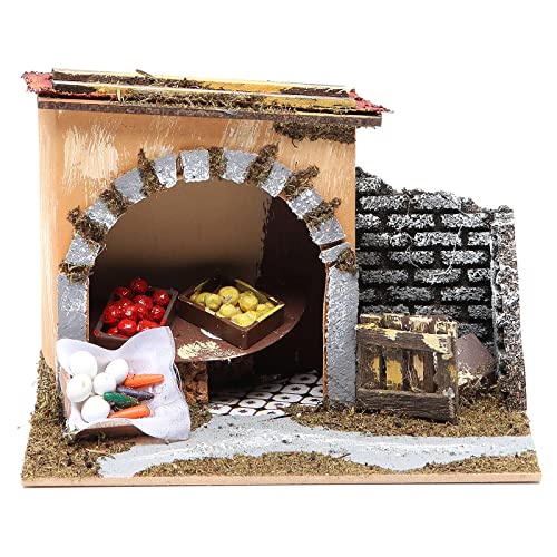 Holyart Marktstand mit Früchten für Krippen, 14x20x14 cm von Holyart