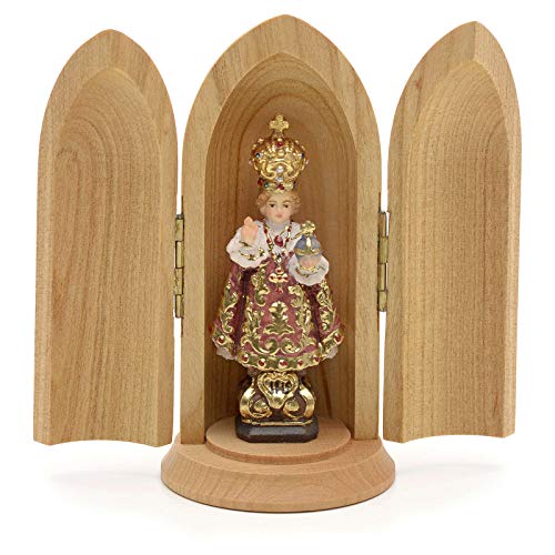 Holyart Prager Jesulein, bemalt, in Nische, 14 cm (5.51 inc.) von Holyart