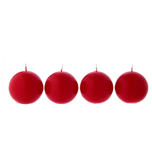 Holyart Set 4 Kugel-Kerzen für Advent 10cm rot von Holyart