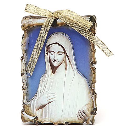 Holyart Stock Täfelchen in Form Einer Pergamentrolle mit Magnet 9,5x6,8 cm Muttergottes von Medjugorje von Holyart