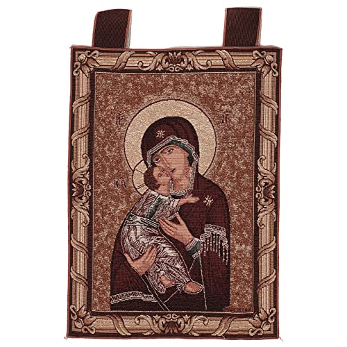 Holyart Wandteppich Gottesmutter von Wladimir, mit Rahmen und Schlaufen 50x40 cm von Holyart