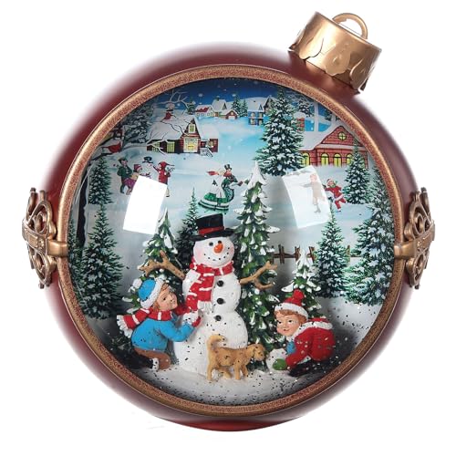 Holyart Weihnachtskugel aus Glas mit Schneemann und Kindern, 20x20x15 cm von Holyart