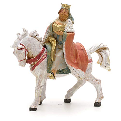 Holyart handcolorierter Heiliger König zu Pferd, 12 cm Fontanini von Holyart
